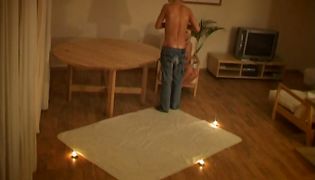 Lewd girl sucks a fat pecker passionately