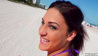 Inviting sweetie Nikki Chase bounces on hard wood wildly