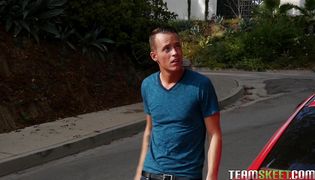 Cute Carmen Caliente perks her lips up and sucks it