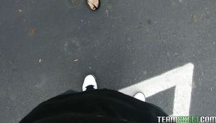 Slender busty Alby Rydes gets paid to ride a beef bayonet